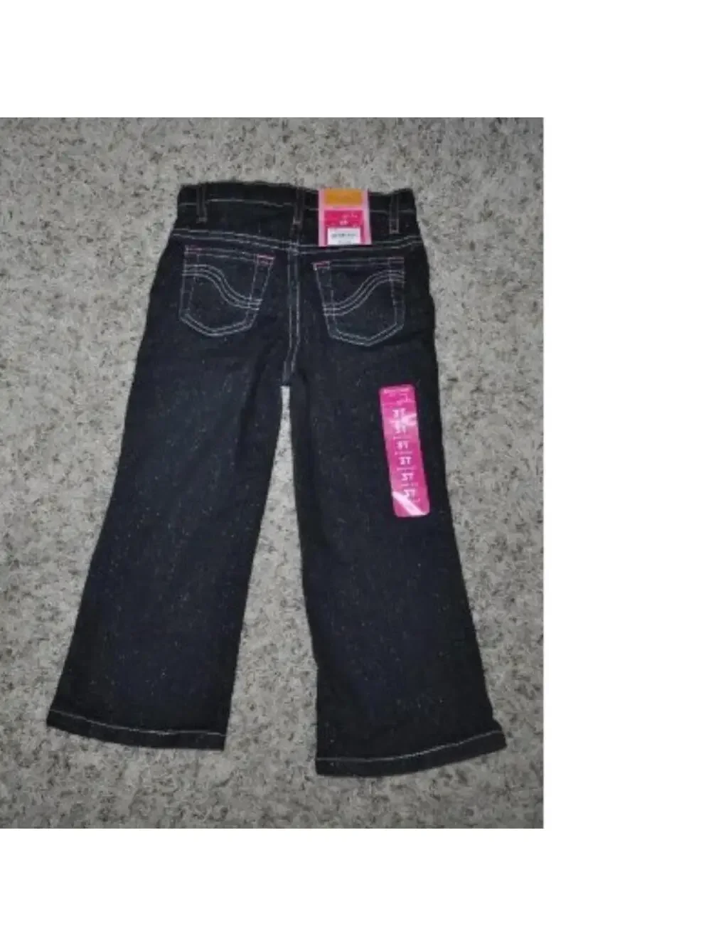 Oshkosh Jeans & Christmas Shirt Girls 3T Black Bootcut Adjustable Waist Toddler